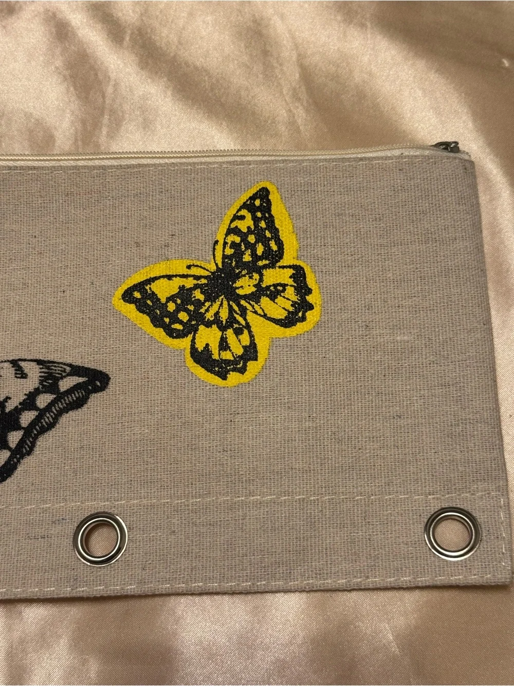 Butterfly Canvas 3 Ring Binder Cottagecore Pouch Pencil Zipper Bag